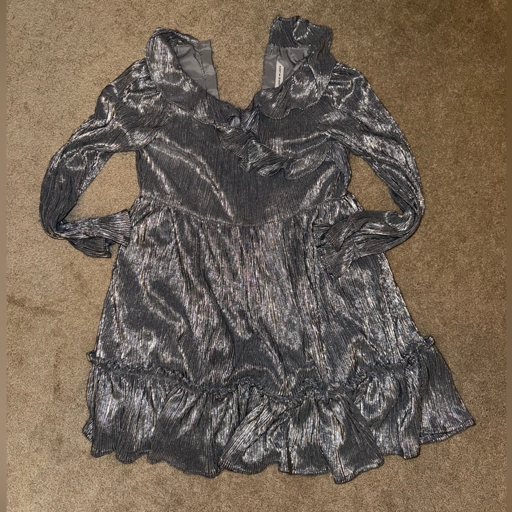 Janie and Jack Girls Dress- silver - size 8